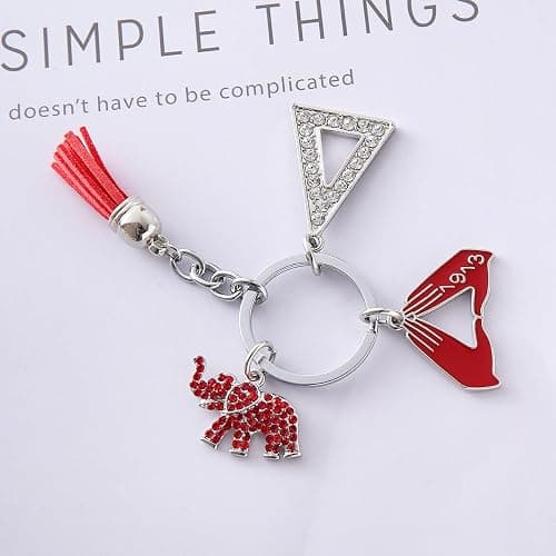 HUSURU Fashion Greek Sorority Gifts Red Tassel Elephant Pendant Gesture 1913 Delta Sorority Key Chain Jewelry For Women thumbnail 8