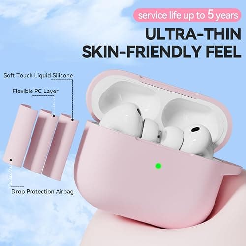 TNSNK for AirPods Pro 3 Case 2025, Soft Silicone Case Compatible with Apple Airpods Pro 3rd Generation Cover with Cleaner & Keychain for Women Men Girly, Anti-Scratch,Drop Protection, Pink thumbnail 6