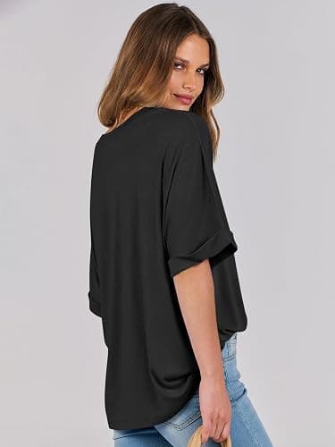 ANRABESS Womens Tops Summer Short Sleeve Oversized T Shirts 2026 | Crewneck Casual Loose Basic Tee Shirt, Business Casual Work Outfits, Travel Daily Wear, ALL-Seasons Clothes thumbnail 3