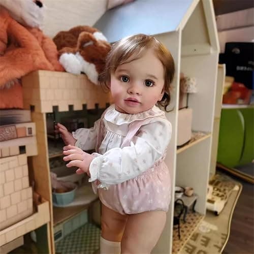 GYCV Lifelike Reborn Toddler Dolls Girl 26 Inch Realistic Baby Dolls Big Size Reborn Doll Weighted Cltoh Body Real Life Baby Dolls that Look Real Silicone Vinyl Baby Doll with Feeding Set for Kids thumbnail 2