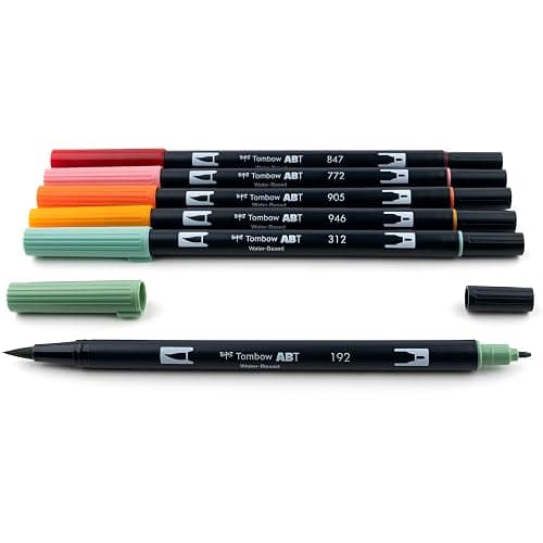 Tombow 56229 Dual Brush Pen Art Markers Pumpkin Spice 6-Pack thumbnail 3