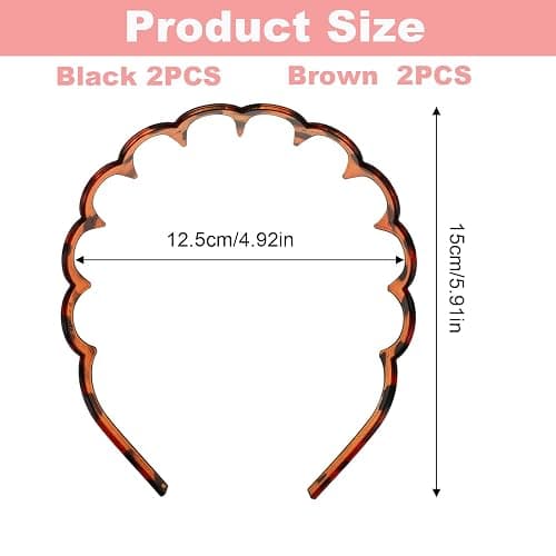4 Pcs Elastic Non Slip Wavy Tooth Comb Headband for Women, Men & Girls - Zigzag Plastic Headband (Black, Brown) thumbnail 2