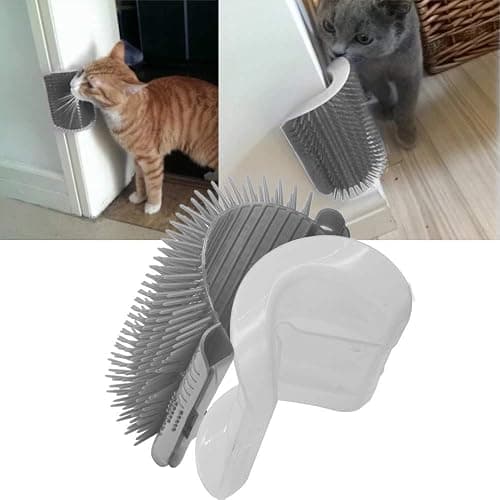 SweetPetGarden 2 Pack Softer Cat Self Groomer with Catnip Pouch, Wall Massage Scratcher Brush Comb - Image 1