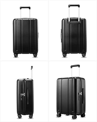 LUGGEX Carry On Luggage 22x14x9 Airline Approved, L2 100% PC Hard Shell Travel Suitcase with Smooth Spinner Wheels, TSA Lock (Black, 20 Inch, 40L) thumbnail 8