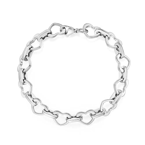 mnmoom Heart Bracelet for Women Stainless Steel with Rose gold, gold plating Heart links bracelets thumbnail 2