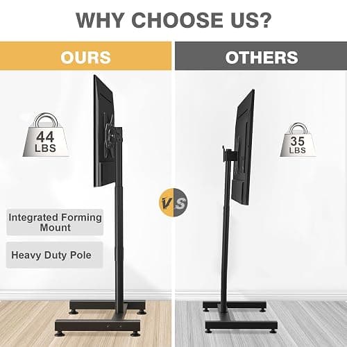 TVON TV Floor Stand for 13-50 inch LCD LED Flat/Curved Panel Screen TVs up to 44 lbs, Height Adjustable TV Stand Mount with VESA 200x200, Portable TV Stand for Bedroom, Dorm Room, Office thumbnail 7