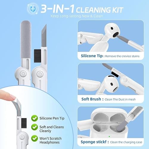 for Airpods 4 Case with Magnetic Lid, Ekoonpft Flower Engraved Cases for Apple AirPods 4th Generation 2024, Soft Silicone Cover for Women Girly with Cleaning Kit & Keychain, Shockproof thumbnail 5