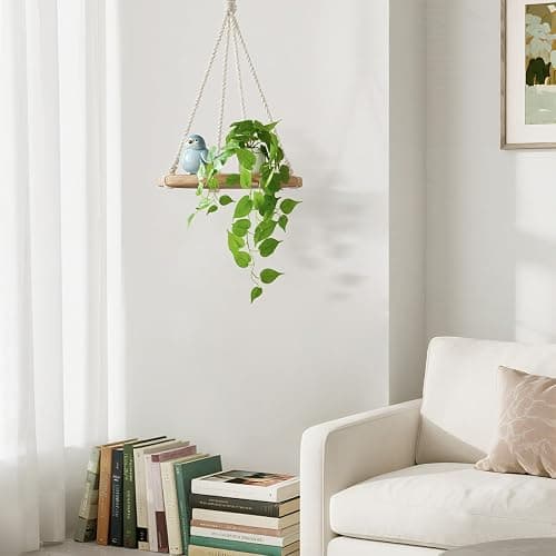 Mkono Fake Hanging Plants with Ceramic Pot, 25" Artificial Plants for Home Decor Indoor Faux Green Leaf Plant with Modern White Planter for Desk Shelf Bathroom Decoration (Pothos) (Green) thumbnail 4