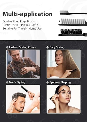 Slick Back Hair Brush, Hair Wax Stick 4Packs Set - Wax Sticks for Hair Flyaways, Baby Hairs, Edge Control - Sleek Ponytail & Bun Accessories for Women Kids & Girls thumbnail 6