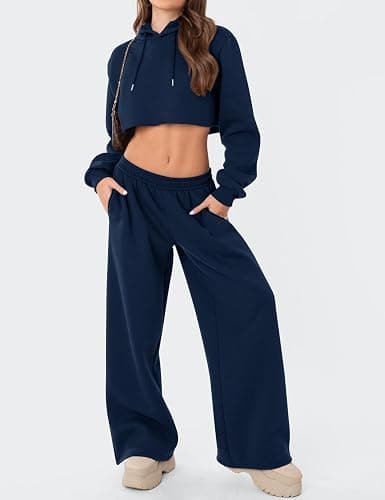 LOMON Wide Leg Sweatpants Women Fleece Sweat Pants Fall Clothes 2025 Teen Girl Baggy Jogger Sweatpant with Pockets thumbnail 4