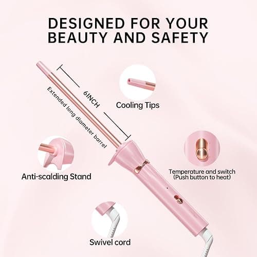 Hahahope 3/8 Inch Skinny Curling Wand, 9mm Mini Barrel for Short & Long Hair, Dual Voltage with 2 Heat Settings, Fast Heat Ceramic Curler thumbnail 6