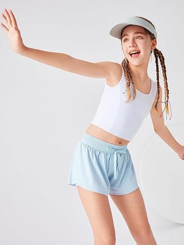 LaBeca Girls Flowy Athletic Shorts Running Tennis Active Butterfly Shorts Double Layer with Pockets Quick-Drying Shorts thumbnail 5