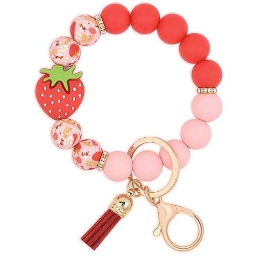BAOSIWA Silicone Beaded Keychain Wristlet Key Ring Bracelet Cute Car Key Chain Holder for Women Girls - Image 1