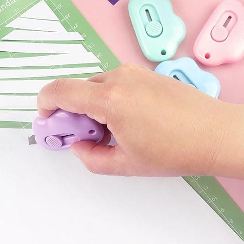 Tamaki Box Cutters Cloud Letter Opener Envelope Slitter, Cloud Shaped Carton Portable Cutter with Key Chain Hole, 4 Pack - Blue, Pink, Purple, Green thumbnail 2