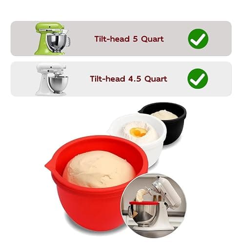 Silicone Bowl Insert for Kitchen Aid, Bowl Liners Silicone Bowl Liner for Kitchenaid Mixer Bowls 5 Qt Tilt Head Mixing, Replacement Accessories Mixaid Baking Cooking No Needed (3PCS) thumbnail 7