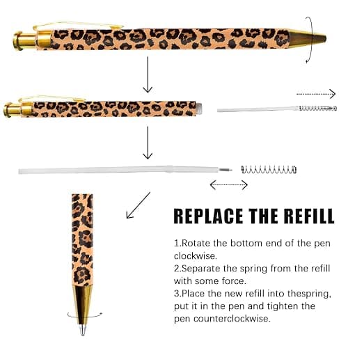 Scribesense Ballpoint Pen 3Pcs Click Black Ink Metal Retractable 1.0 mm Medium Ballpoint Pens Quick Dry for Office School - Leopard Pattern thumbnail 4