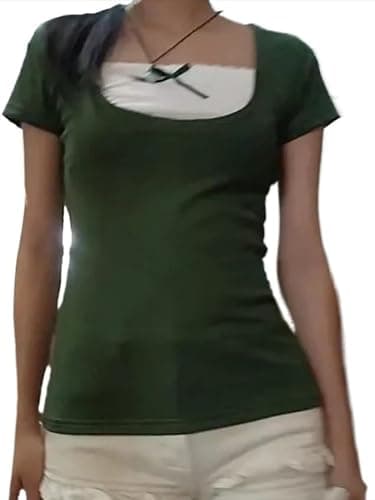 Grunge Emo Goth Shirts Y2k Lace Bow Coquette Babydoll Tops Women Vintage Graphic Tee 2000s Summer Crop Tops thumbnail 4
