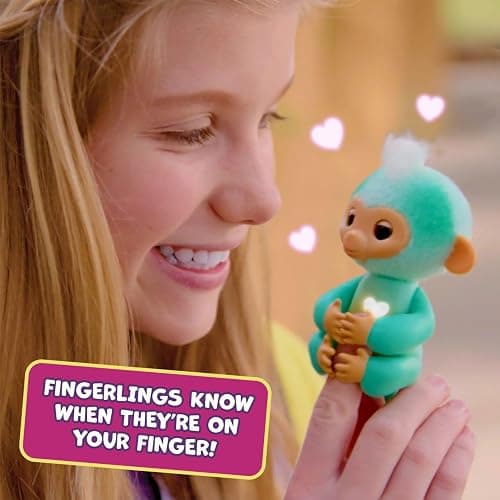 Fingerlings 2023 New Interactive Baby Monkey Reacts to Touch – 70+ Sounds & Reactions – Harmony (Pink) thumbnail 4