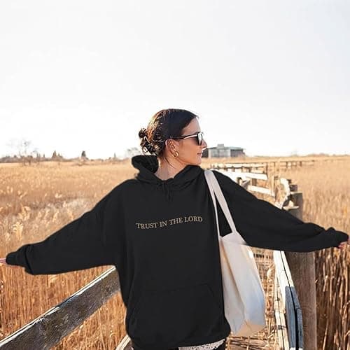 Tuislay Trust In The Lord Graphic Hoodies Christian Faith Sweatshirts For Women Bible Verse Religious Hoodie Pullover Tops thumbnail 3