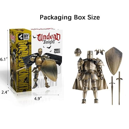 Osmanthus bloom Medieval Action Figures,Knight Armor Action Figure,Multi-Jointed Movable Robot Mannequin T13,Dummy 13 Action Figure(Assembly Required) (A-Golden) thumbnail 2