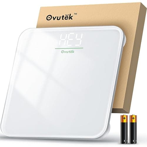 Ovutek Bathroom Scale for Body Weight, Highly Accurate Digital Weighing Machine for People, Upgraded Batteries Included, Compact Size, LED Display, Physician Scale with Sturdy Tempered Glass, 400lb - Image 1