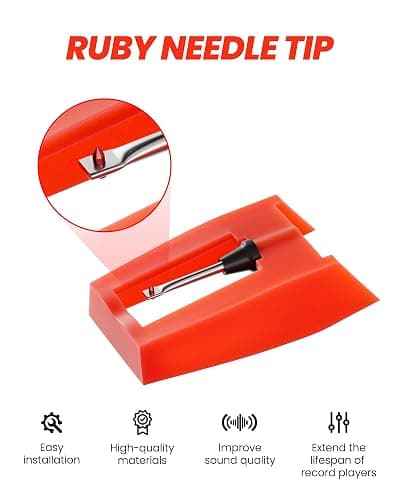 Avelis 4-Pack Ruby Record Player Replacement Needles for Crosley & Victrola | Easy installation, 4 ruby needles and clear storage box for select Crosley, Victrola and ION players; ceramic cartridges only thumbnail 4