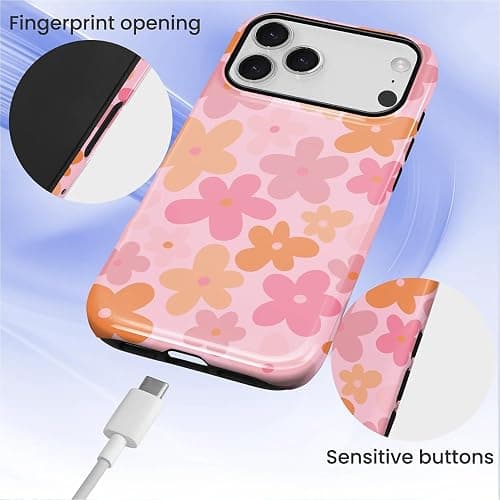 DAIZAG Case for iPhone 17 Pro,Pink Orange Bloom Full Body Design Hybrid Dual Protection Soft TPU Hard PC Shockproof Scratch Resistant Protective Cover Phone Case for Men Women thumbnail 3