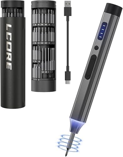 LCORE 67 in 1 Cordless Electric Precision Screwdriver Set, 62 Industrial S2 Steel Bits, 4 Adjustable Torque (0.05-0.35 NM), Magnetic Case, LED Lights for Electronics Phone Laptop Camera - Image 1