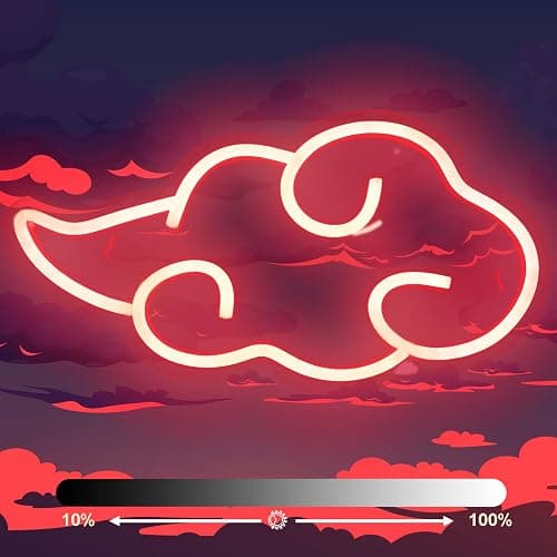 Dleouly Anime Neon Sign, LED Red Cloud Neon Signs for Wall Decor, Dimmable Gaming Neon Sign Wall Signs USB Night Neon Light for Bedroom Game Room Man Cave Party, Gifts for Your Son, Boyfriend(12x7in) - Image 1