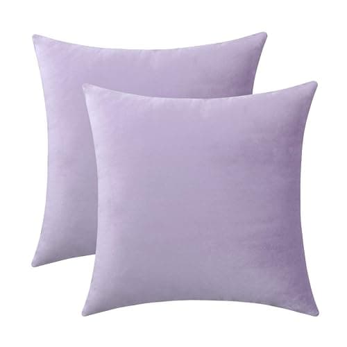 Jeneoo Comfy Soft Thick Velvet Throw Pillow Cases for Sofa Couch, Decorative Solid Square Cushion Covers for Bedroom Car (Lavender, 18 x 18 Inches, 2 Pieces) - Image 1