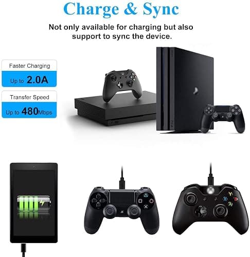Akingdleo Replacement Xbox one Controller Charging Cable,5FT Micro USB Charge and Play Data Sync Cord Compatible for Xbox One S/X Elite Dualshock 4 Controller thumbnail 4