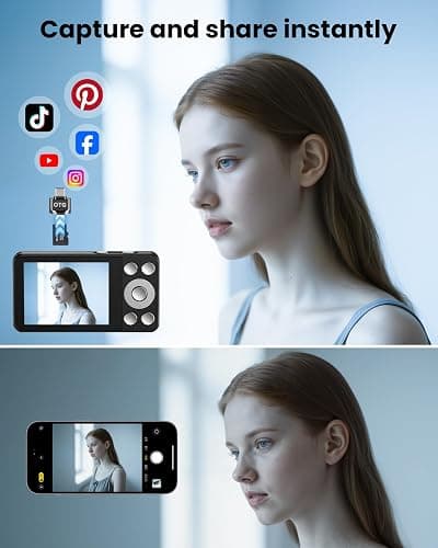 Vitaler Digital Camera, Autofocus 48MP 4K FHD Camera for Photography with 32GB Card, Portable Compact Point and Shoot Digital Camera for Teens Adult Beginner Kids with Metal Shell, 2000 mAh Battery thumbnail 5