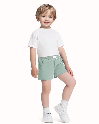 ZUEMET 3 Pack Baby Boys Shorts Toddler Unisex Pull On Jogger Shorts Girls Stretchy Cotton Pants with Pocket Size 18M-5T thumbnail 5