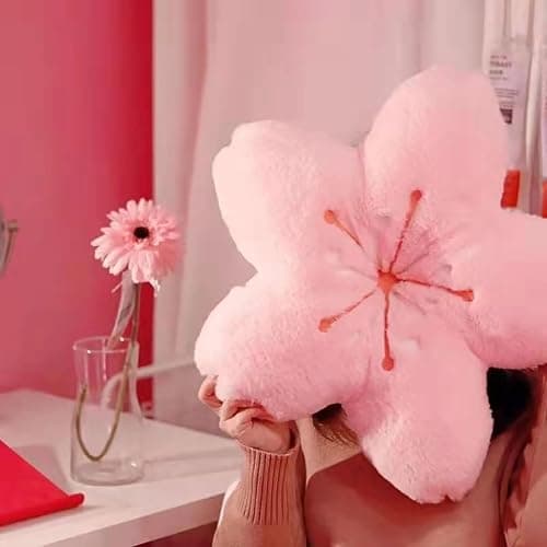 GEXUANCHEN Cherry Blossom Plush Throw Pillow Living Room Sofa Pillow Flower Chair Cushion Throw Pillow (15.74 * 15.74, pink) thumbnail 3