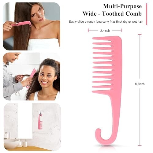 Detangling Hair Brush, Detangling brush for Adults and Kids, Comb Set for Kinky Curly Coily and Wavy Hair, For Wet and Dry Hair, Afro American Type 3a-4c, Comfortable Grip, Easy to Clean(Pink) thumbnail 7