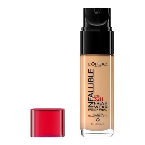 L'Oreal Paris Makeup Infallible Up to 32 Hour Fresh Wear Lightweight Foundation, 455 Natural Buff, 1 Fl Oz, Packaging May Vary - Image 1