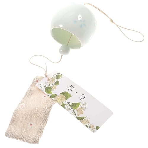 Veemoon Japanese Ceramic Wind Chimes Hanging Cherry Wind Chime Small Handmade Art Pendant Decor Craft Wind-Bell Creative Party Favor for Garden Patio Balcony Window Indoor Outdoor, Crisp Ringing - Image 1