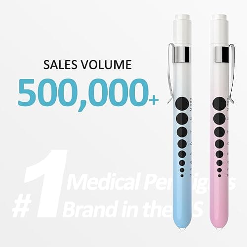 CAVN Pen Light with Pupil Gauge LED Penlight for Nurses Doctors, 2 Pcs Reusable Medical Penlight for Nursing Students, Gradient Pink and Blue thumbnail 7