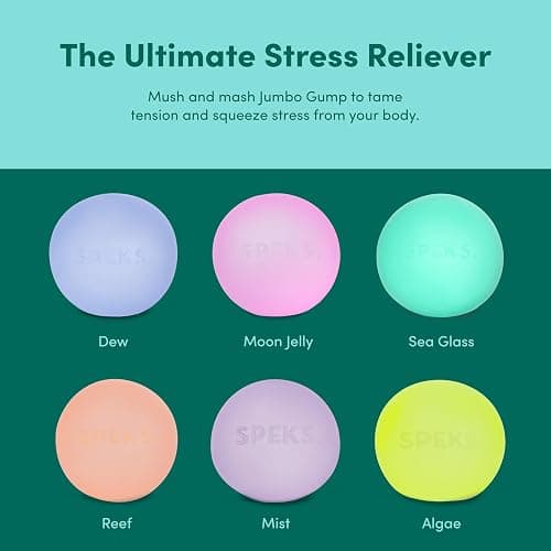 Speks Jumbo Gump Stress Balls | Ultra Soft Squishy Fidget Toy for Adults & Teens | Stress Relief & Desk Toy | Sea Glass thumbnail 6