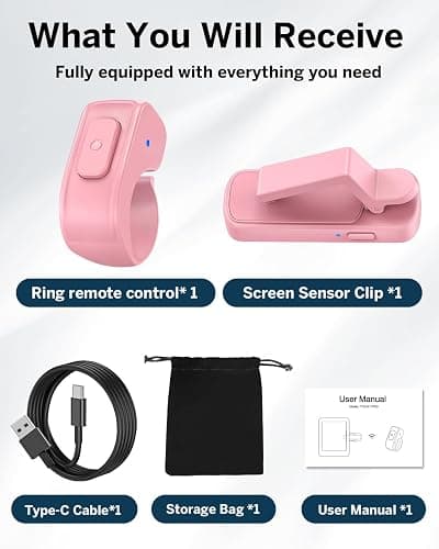 DATAFY [Case-Friendly] Remote Control Page Turner Ring for Kindle Paperwhite Oasis Scribe Kobo eReaders, Camera Camcorder Remote Controls, Page Turner Clicker for iPhone ipad Tablets with Storage Bag thumbnail 9