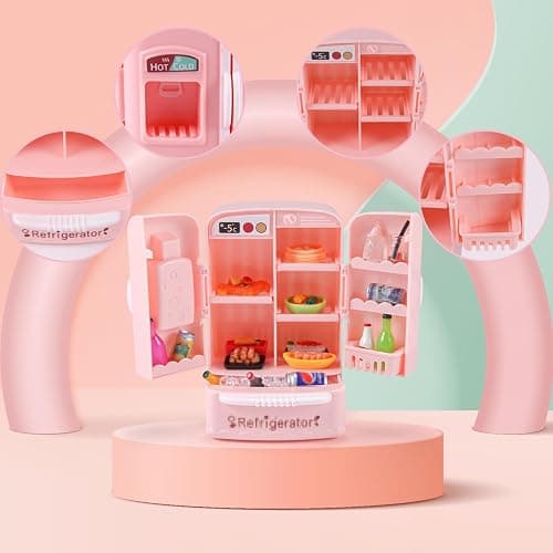 95 Pcs Dollhouse Refrigerator Mini Fridge Table Dining Car Toy with Food Set Kitchen Furniture Miniatures Party Fruits Juice Milk Desserts for Children Drink Cake Pretend Play Game Fake Ice Cubes thumbnail 5