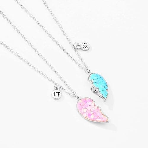 DOYYCA Best Friend Necklace for 2 Girls Magnetic Matching Friendship Necklace Half Heart Pendant BFF Necklaces for Sister thumbnail 3