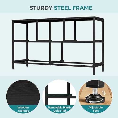 OLIXIS 5 Drawer Dresser for Bedroom, Closet Chest Organizer Furniture, TV Stand for Living Room Hallway, Wide Fabric Storage Tower with Wooden Top and Metal Frame, Black thumbnail 5