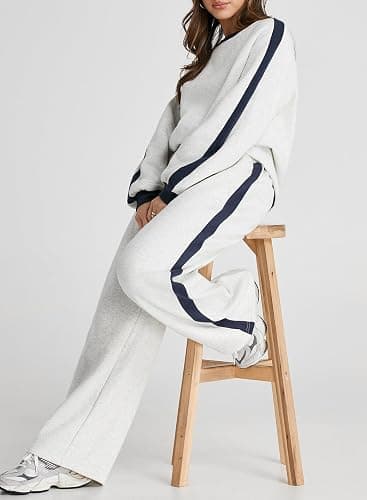 Herseas Women 2 Piece Outfits Color Block Sweatsuit Casual Fleece Lounge Matching Sets thumbnail 4