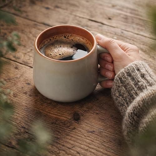 Ava Nord Large Ceramic Coffee Mugs Set of 4 | 470 ml Stoneware Coffee Cups | Lead-Free, Non-Toxic | Microwave and Dishwasher Safe | Comfortable Handle | Nordic Design for Tea, Cocoa, Latte | Sage Ash thumbnail 10