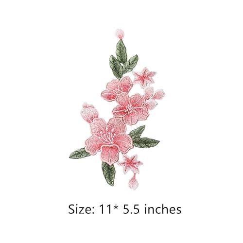 Large Pink Flower Patch, Sew On Lily Embroidered Floral Patch for DIY Clothing, Jeans, Cusion, Sewing Crafts thumbnail 8