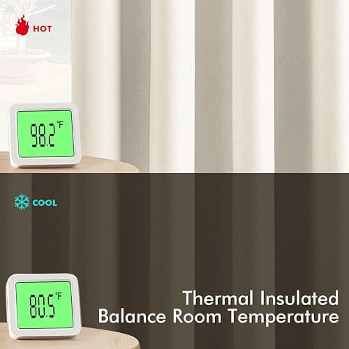 MIULEE Beige White Blackout Curtains for Bedroom Living Room 84 Inches Long 2 Panels, Thermal Insulated Room Darkening Drapes Solid Grommet Noise Reduction Light Blocking Window Treatments 40x84 Inch thumbnail 3