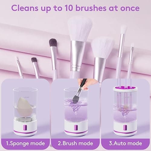 Makeup Brush Cleaner Machine, 2 in 1 Makeup Brush Cleanser & Washer, 7000 RPM High-Speed Deep Cleaning, Portable Automatic Cosmetic Brush Cleaner for All Makeup Brush and Sponge, White thumbnail 5