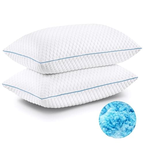 VVZ Cooling Shredded Memory Foam Pillows King Size 2 Pack, Adjustable Firm Bed Pillows for Side Back Stomach Sleepers, Luxury Gel Pillow for Hot Sleepers with Breathable Washable Cover thumbnail 9