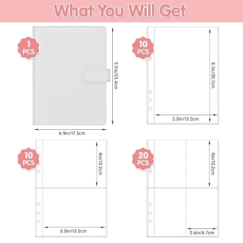 Antner A5 Kpop Photocard Binder 6-Ring Card Collector Album with 40 Pack Card Sleeves, PU Leather Photocard Holder Book with Multi-Size Photo Protectors for Organizing Trading Cards, White A5 Binder thumbnail 3